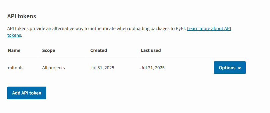 PyPI token生成