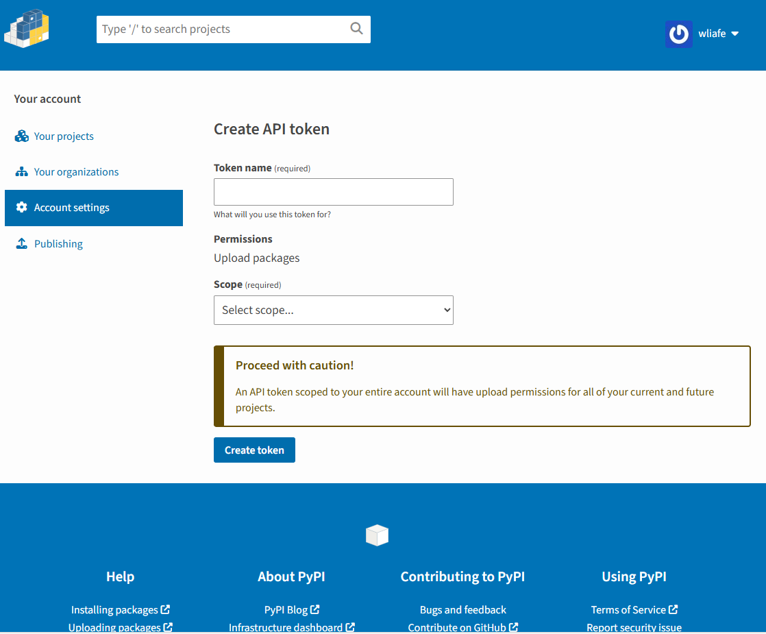 PyPI token
