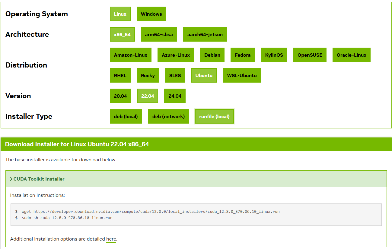 CUDA Toolkit下载页面